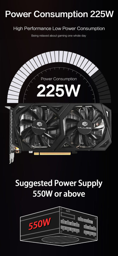 Placa de Vídeo Mllse RTX 2070 8GB GDDR6 256Bit PCIE PCI-E3.0 16X 1470MHz 2304 unidades DP*3 rtx 2070 8G para Jogos