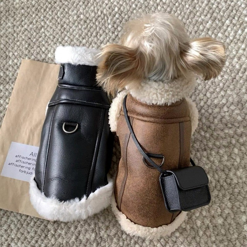 Colete Acolchoado para Pet Roupa de Cachorro de Cor Sólida Casaco de Algodão Quente de Inverno para Cães Pequenos Jaqueta Sem Mangas com Fivela de Tração