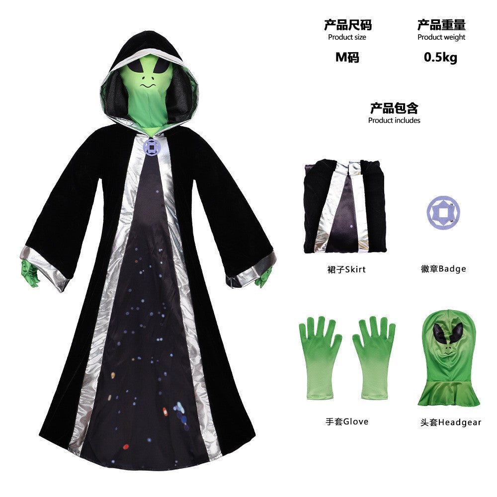 ET Alien Cosplay Costume Zentai Jumpsuit ET Universe Lord Costume Evil Horror Scary Mask Halloween Carnival Mask Set