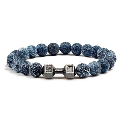 Pulseira Feminina/Masculina Ajustável Desgastada Preta, com Contas, Haltere, Joias de Yoga, Braceletes Originais