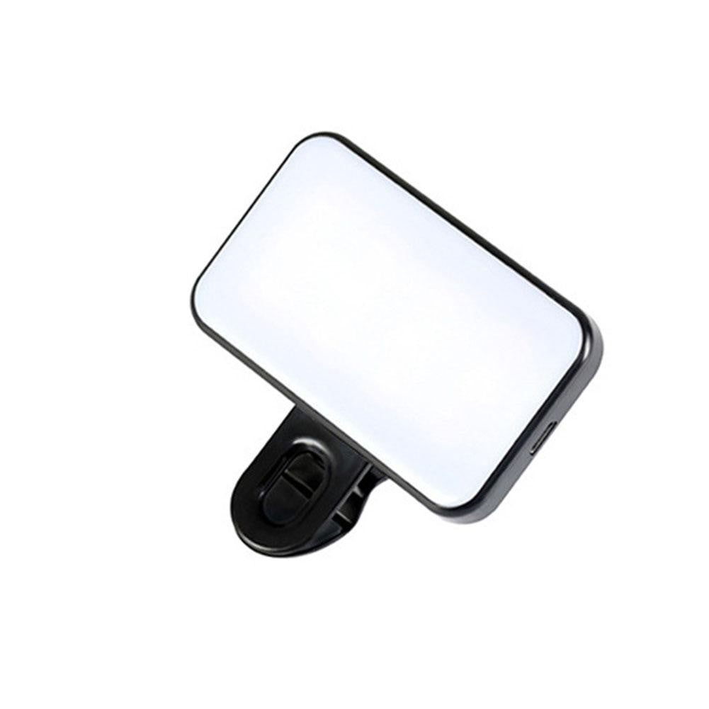Nova Mini Luz Portátil para Selfie 3 Modos Brilho Ajustável Recarregável Clip-On para Celular Laptop Luz para Vídeo ao Vivo