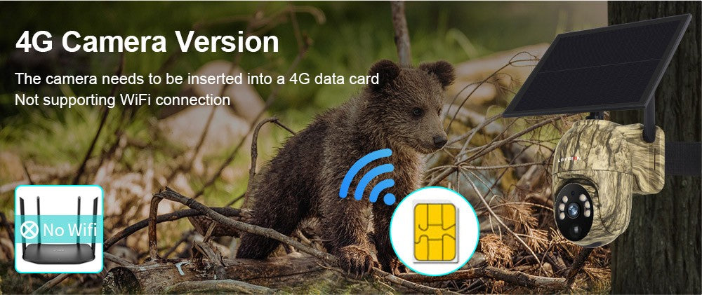 LS VISION 2K 4G Solar Security Cameras WIFI Wireless Outdoor 360° Live View Animal Monitoring Camouflage Color Battery PTZ Cam