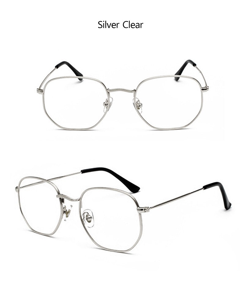 Hexagon Men Women Sunglasses Square Polygon Sun Glasses Brand Designer Retro Shades Metal Frame Eyewear TOP UV400 de sol hombre