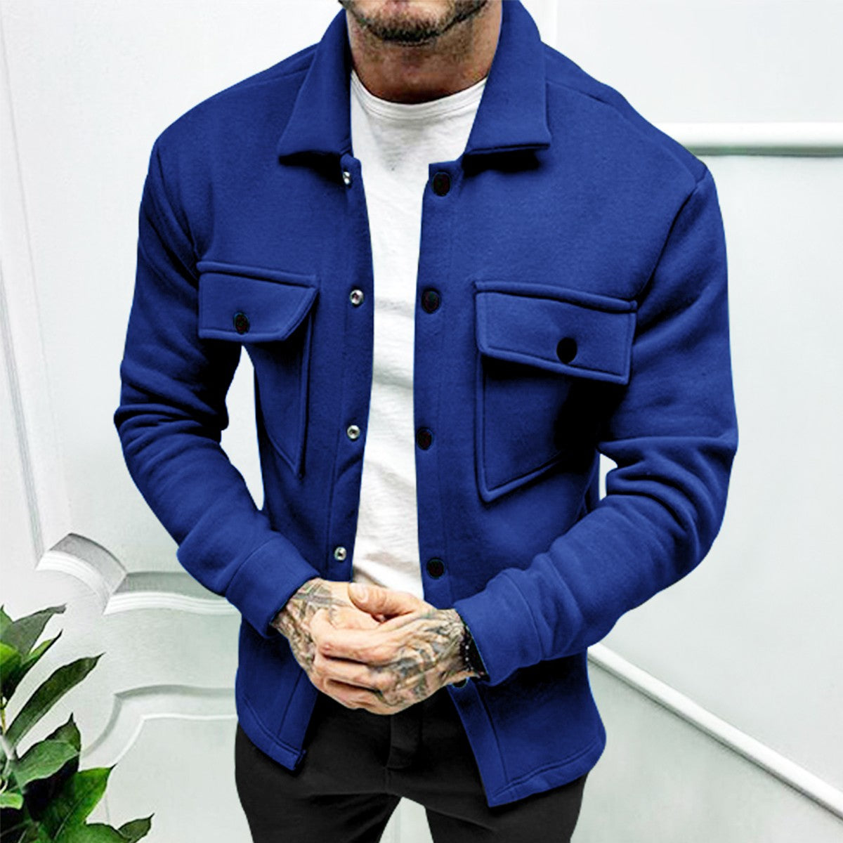 2024 Cross Border Amazon Winter New Men's Fleece Jacket Fashion Casual Jacket