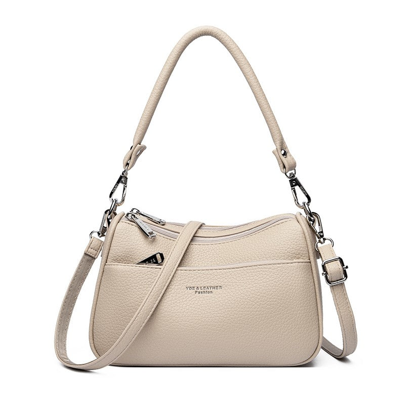 Genuine Brand Top Quality Soft Pu Leather Shoulder Crossbody Bags for Women 2026 Designer Handbag 2 Layers Hand Messenger Bag