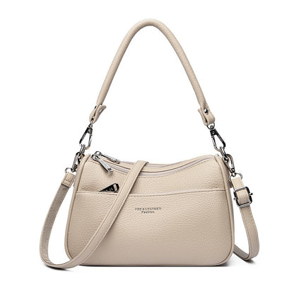 Genuine Brand Top Quality Soft Pu Leather Shoulder Crossbody Bags for Women 2026 Designer Handbag 2 Layers Hand Messenger Bag