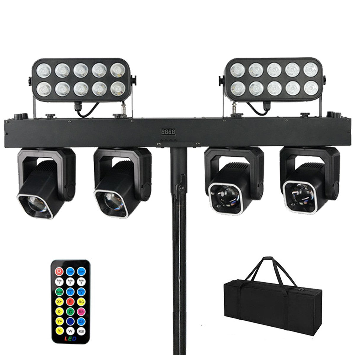 Reiz 4x40W RGBW Beam Ring With 20x8W LED Wall Wash Strobe 3in1 Effect Bar set Stand Stage Light Remote control For bar DJ discos