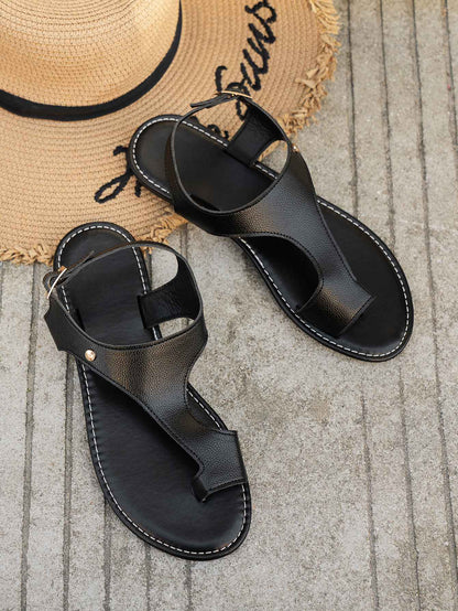 Women Minimalist Thong Sandals PU Leather Open Toe Ladies Beach Shoes Lightweight Soft for Women Sexy Slippers Sandals Buckle