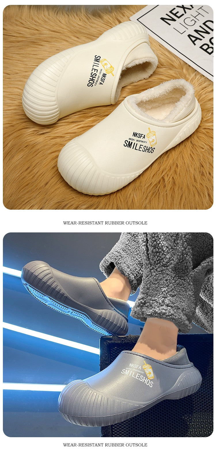 Men Winter Warm Slippers Couple House Cotton Shoes Outdoor EVA Fur Shoes Plush Slippers Home Bedroom Shoes Big Size Slides 39-44