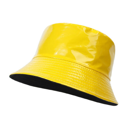 Fashion Shiny Hip-Hop Bucket Hat for Women Men PU Leather Waterproof Panama Cap Summer Fisherman Cap Bob Sun Hat Fishing Cap