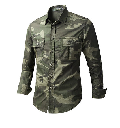 Military Camouflage Shirt Men Long Sleeve Shirts Spring Autumn Camo Cargo Shirts Male Fashion Casual Blouse