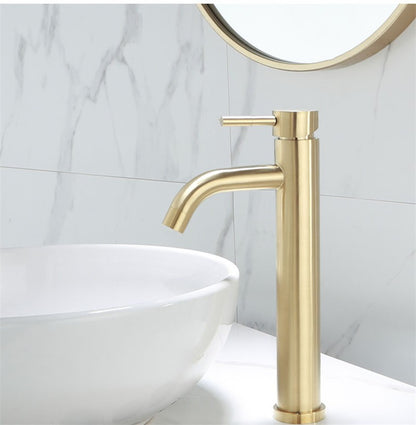 Bathroom Faucet Solid Brass Bathroom Basin Faucet Cold And Hot Water Mixer Sink Tap Single Handle Deck Mounted Brushed Gold Tap