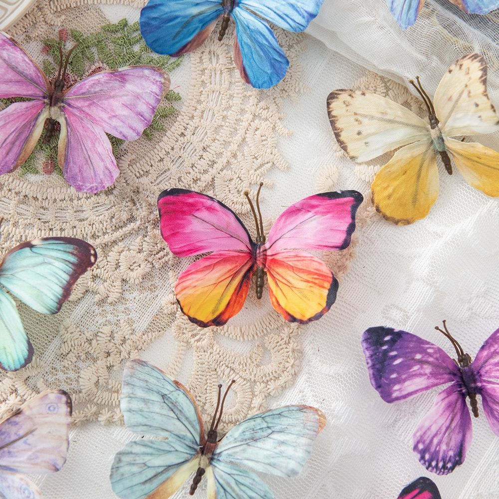 5/10PC Artificial Fake Fluorescent Butterfly Home Room Decor Valentine's Wreath Wedding Bridal Diy Gift Box Accessories Headwear