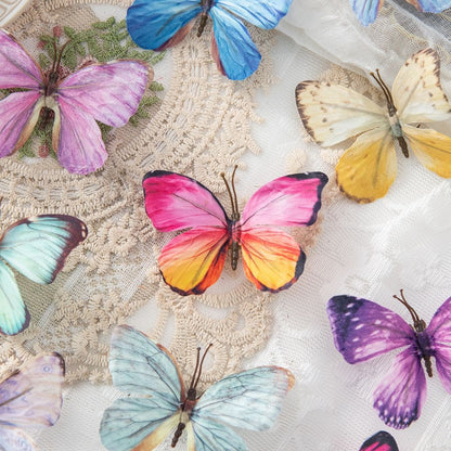 5/10PC Artificial Fake Fluorescent Butterfly Home Room Decor Valentine's Wreath Wedding Bridal Diy Gift Box Accessories Headwear