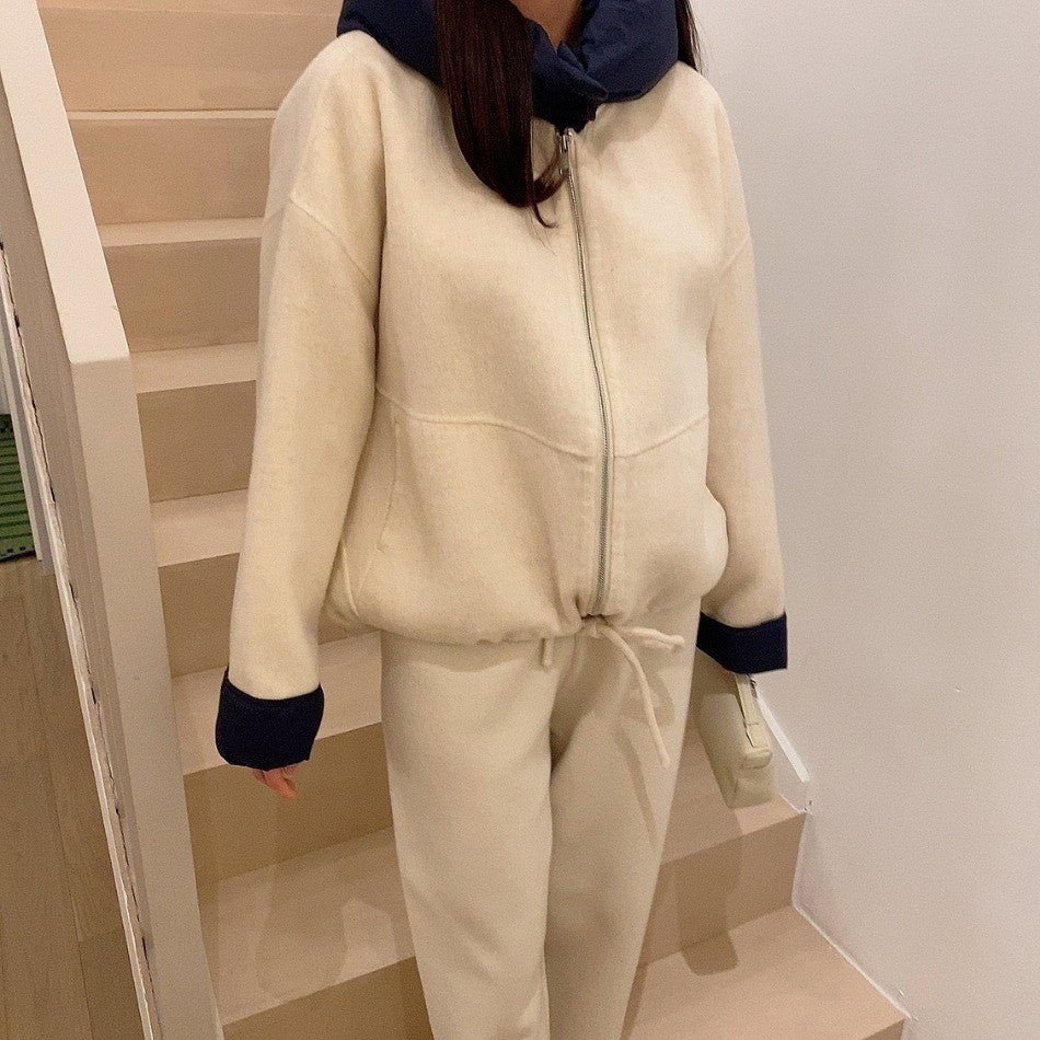 New Coats and Jackets Autumn Winter New Elegant Hooded Detachable Lace Up Short Woolen Coat Korean Fashion Casual Loose Jackets