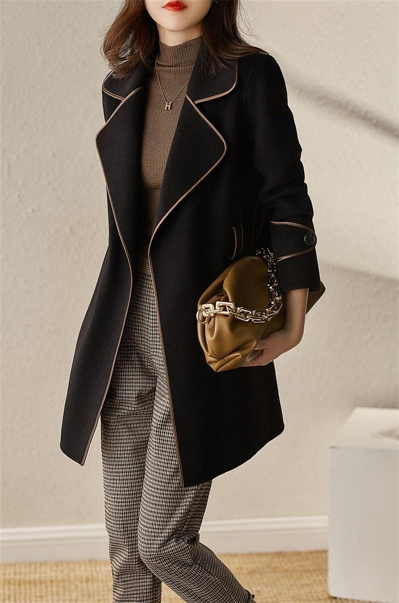 Women's Autumn Winter New Fashionable Style Loose Warm Wool Coat Mid-length