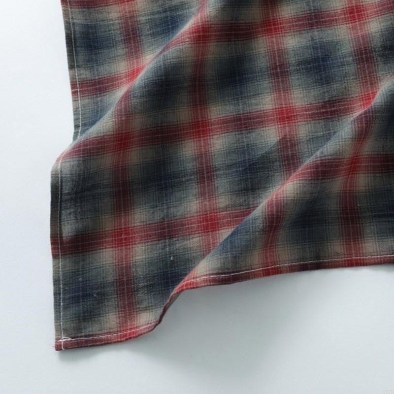 Women Checkered Wrap Skirt Hiphop Streetwear Hip Scarf Tie Up Layered Underskirt 517D