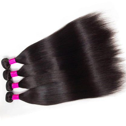 Pacotes de Cabelo Virgem Liso Brasileiro 12A, Extensões de Cabelo Humano 100% Não Processado, 14-30 Polegadas, Trama Dupla