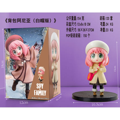 15CM Anime SPY Family Anya Forger Figura 4 Roupas de Inverno Chapéu Vestir-se Fofo Modelo de Pé Brinquedo Presente Coleção Boneco de Ação
