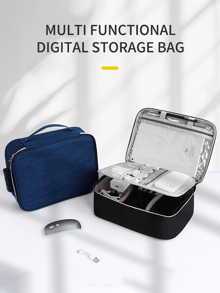 Locking Tech Organizer Bag - Anti-Theft Storage Case with Password Protection for iPad, Laptop Cables & USB Drives