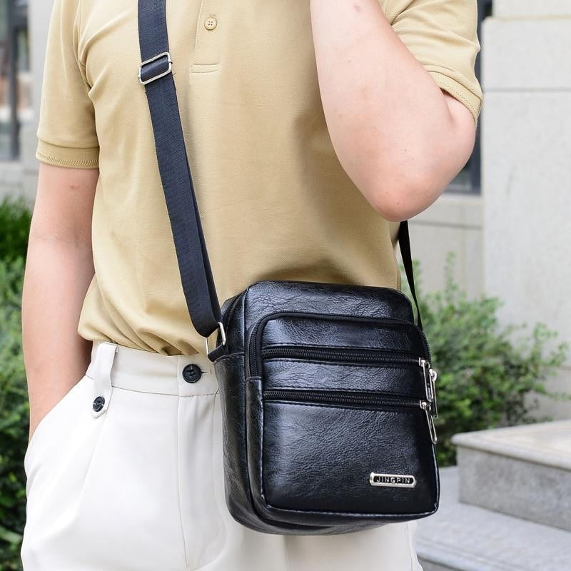 Men's PU Leather Crossbody Shoulder Bags High quality Tote Fashion Business Man Messenger Bag  Leather Bags fanny pack