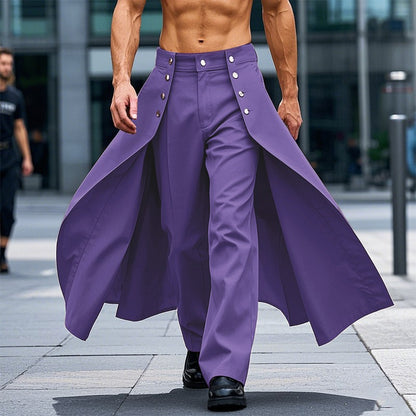 INCERUN Men Irregular Pants Solid Color Button Joggers Loose Casual Trousers Men Streetwear 2025 Fashion Male Long Pants S-5XL