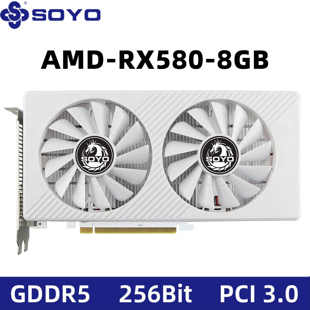 Placa Gráfica SOYO Nova AMD Radeon RX580 8G GDDR5 Memória 256Bit PCIE3.0x16 Placas GPU para Jogos para Computadores de Mesa RX580