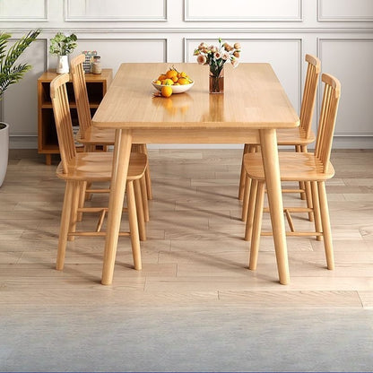 Nordic Solid Wood Dining Table And Chairs 4 Piece Set Modern Minimalist Rectangular Compact Space Saving Kitchen Dining Room