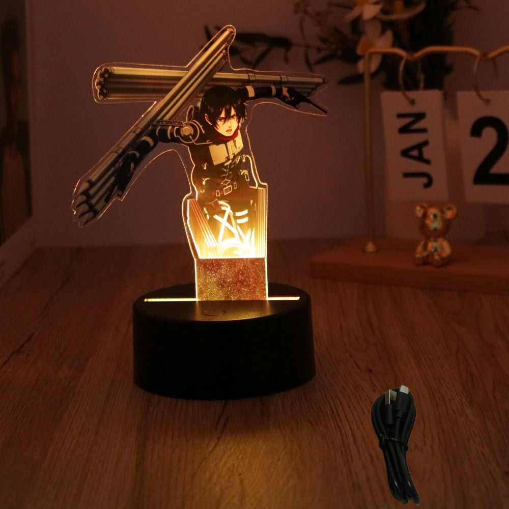 Anime Figures Attack on Titan 3D Lamp LED Night Light RGB16 Colors Lamps Remote Standing Sign Decor Bedroom Home Kids Toys Gifts