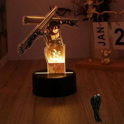 Anime Figures Attack on Titan 3D Lamp LED Night Light RGB16 Colors Lamps Remote Standing Sign Decor Bedroom Home Kids Toys Gifts