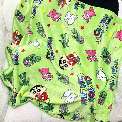 Cartoon Crayon Shinchan Flannel Blanket Single Size Sleeping Blanket Comfort Japanese Style Blanket Bedroom Bedspread Girl Kids