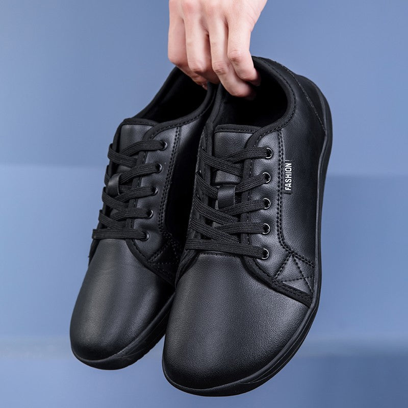 Oiaano Wide Toe Men Minimalist Shoes Comfortable Sneakers Leather Casual Shoes Black Slip On Leisure Loafers Drive Office