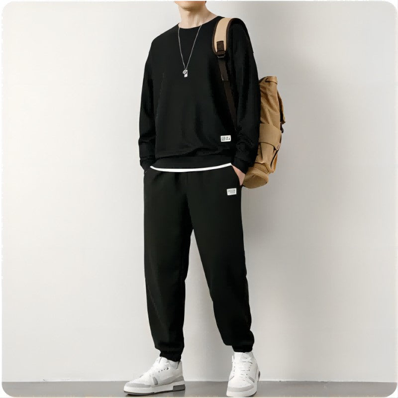 Men's Waffle Suit Sets Casual Long Sleeved Sweatshirt and Pants for Sports Men's T-shirt Hoodie Casual Trousers Set Loose Fit