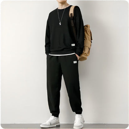 Men's Waffle Suit Sets Casual Long Sleeved Sweatshirt and Pants for Sports Men's T-shirt Hoodie Casual Trousers Set Loose Fit