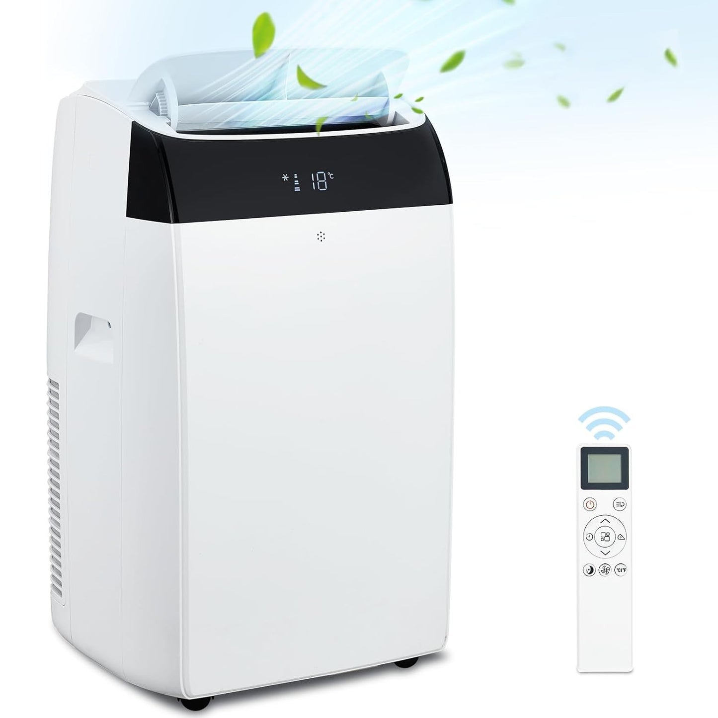 Ar-condicionado portátil 14000 BTU, unidade de AC de chão 3 em 1 com ventilador, desumidificador, controle remoto, modo de hibernação