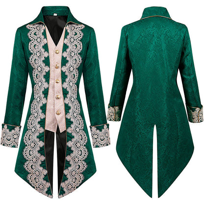 Men's cool steampunk gothic Victorian stylejacket cosplay retro purple velvet tailcoatmedieval dress uniform Renaissance cloth