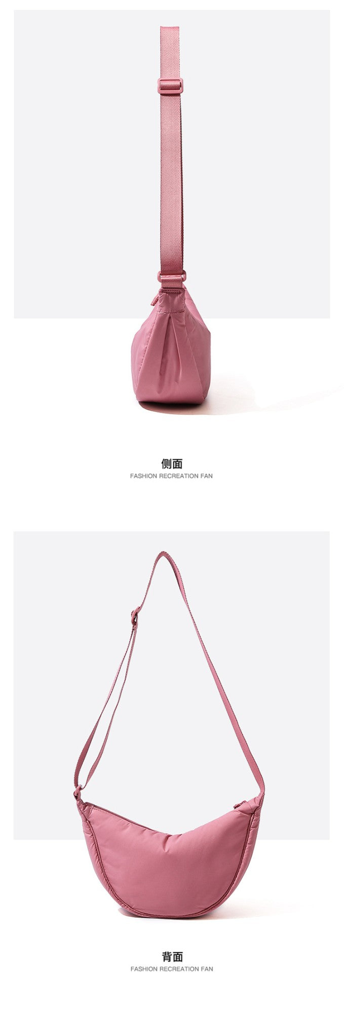 Solid Color Women's Portable Shoulder Bag Simple Female Nylon Cloth Padded Crossbody Bags Travel Purse Handbags Messenger Bag