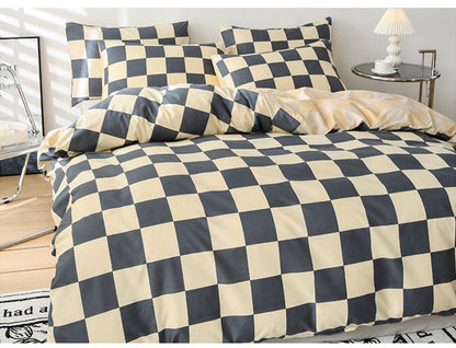 3pcs Checkered Pattern Print Duvet Cover Set, Soft Skin-Friendly Bedding Set Includes 1 Duvet Cover And 2 Pillowcases