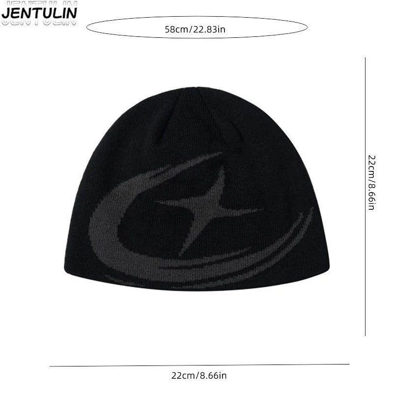 Y2K Harajuku Street Boomerang Satr pattern Beanies Autumn Unisex Warm Knitted Hat Hot Girl Outdoor Casual Man Hip Hop Caps