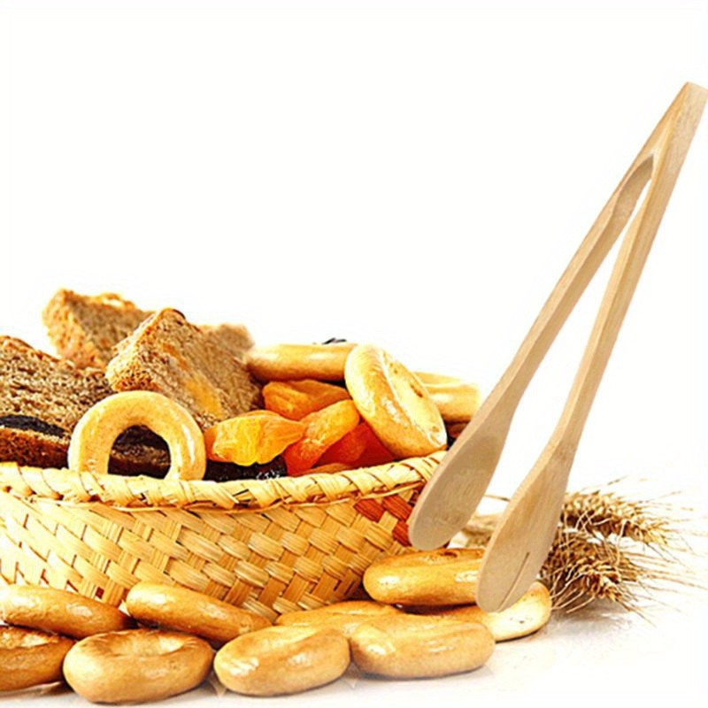 1pc, Serving Tongs, Food Tongs, Barbecue Tongs, Wooden Fruit Tongs,Bread Tongs,Steak Tongs,Salad Tongs, Dessert Tongs for Buffet