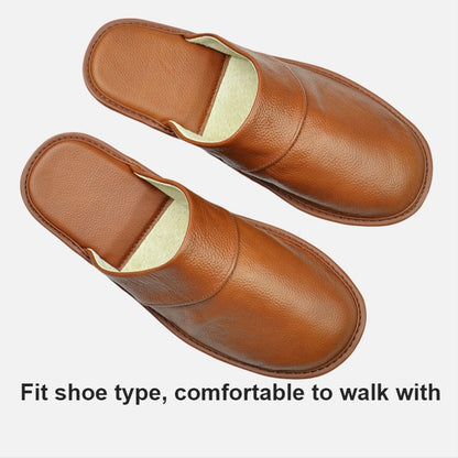 Genuine Cow Leather Slippers Homes in indoor slipper Spring Autumn summer men women elderly non-slip casual single Slides shoes