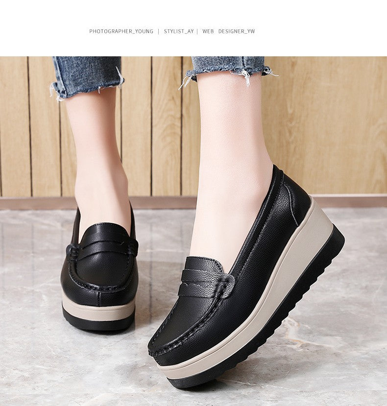 Ngouxm Women Flat Platform Loafers Ladies Elegant Suede Leather Moccasins Shoes Woman Slip On Moccasin Women's Casual Shoes
