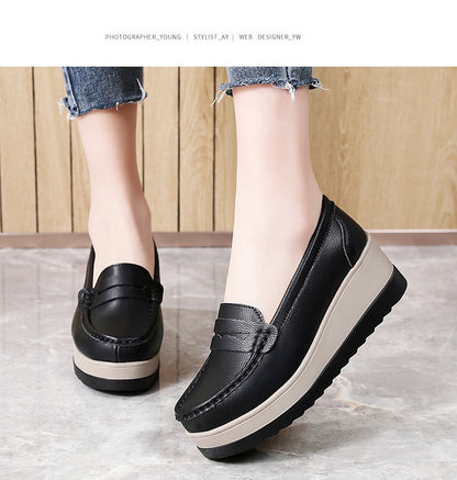 Ngouxm Women Flat Platform Loafers Ladies Elegant Suede Leather Moccasins Shoes Woman Slip On Moccasin Women's Casual Shoes