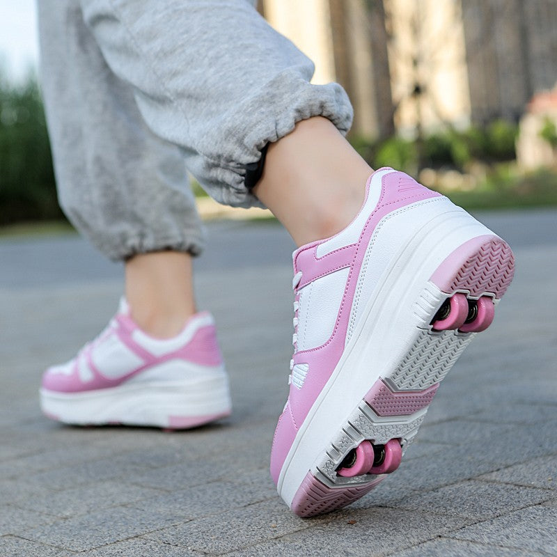 4 Wheel Skate Roller Shoes Foy Boys Casual Outdoor Sports Slide Shrink School Students Pulleys Sneakers Girls Walking Shoes