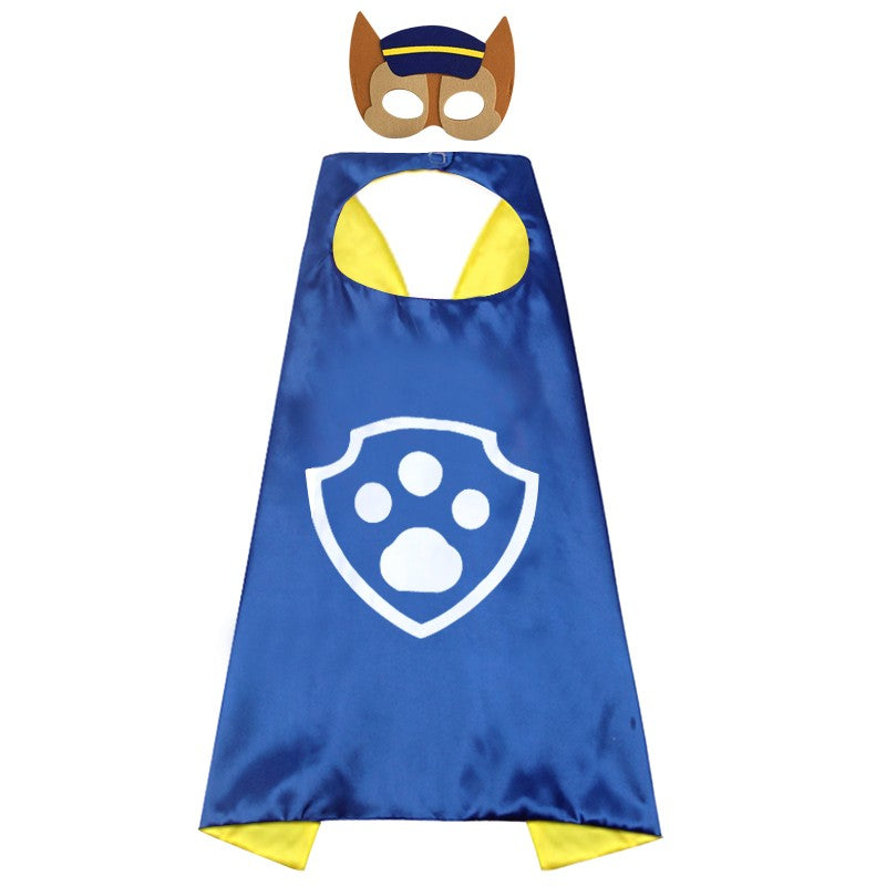 Anime Dog Patrol Kids Cosplay Costume Cape with Eye Mask Halloween Marshall Chase Skye Zuma Rubble Rocky Children's Dress-Up