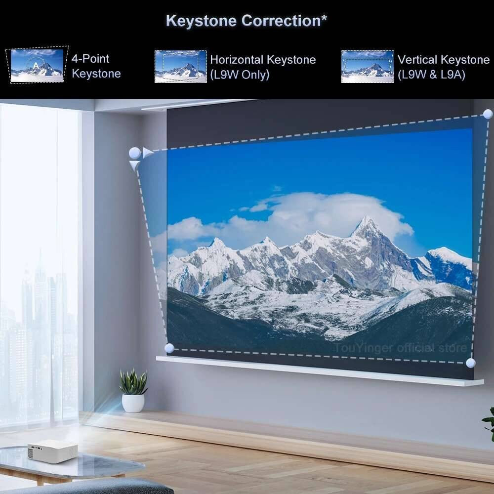 Projetor Touyinger L9 1080P Mini Portátil Full HD 4K Vídeo Projetor 15000 Lumens Home Theater Beam TV Opção Versão Android