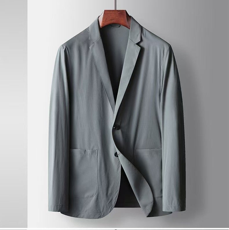 2025 Spring and Summer New Men's Casual Suit Light and Thin Elastic Middle aged Anti Wrinkle and Non Ironing Suit Coat Sunscreen