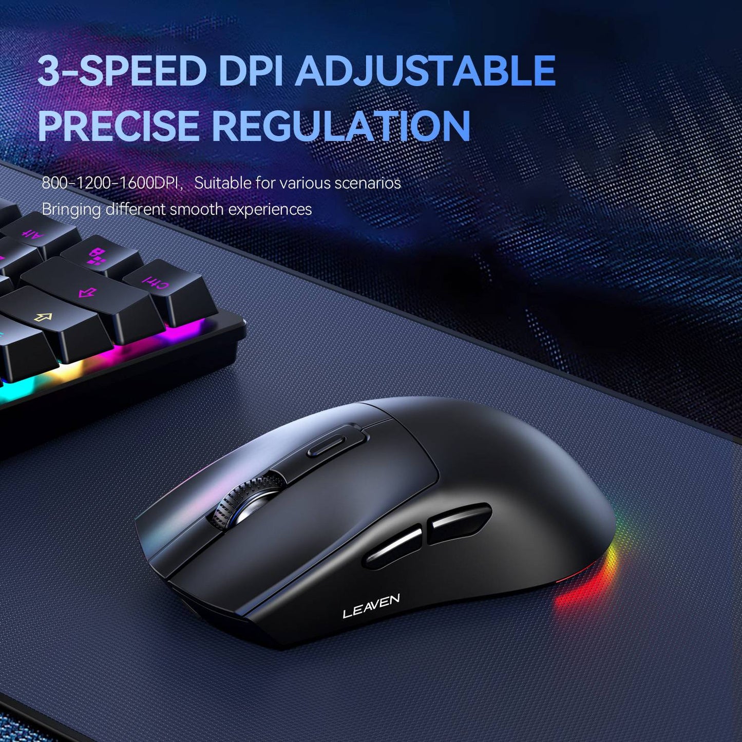 LEAVEN X3 2.4G Bluetooth Modo Duplo Receptor Mouse Óptico Sem Fio Mouse Gamer 1600DPI Mouse Compatível com Bluetooth para MacBook L