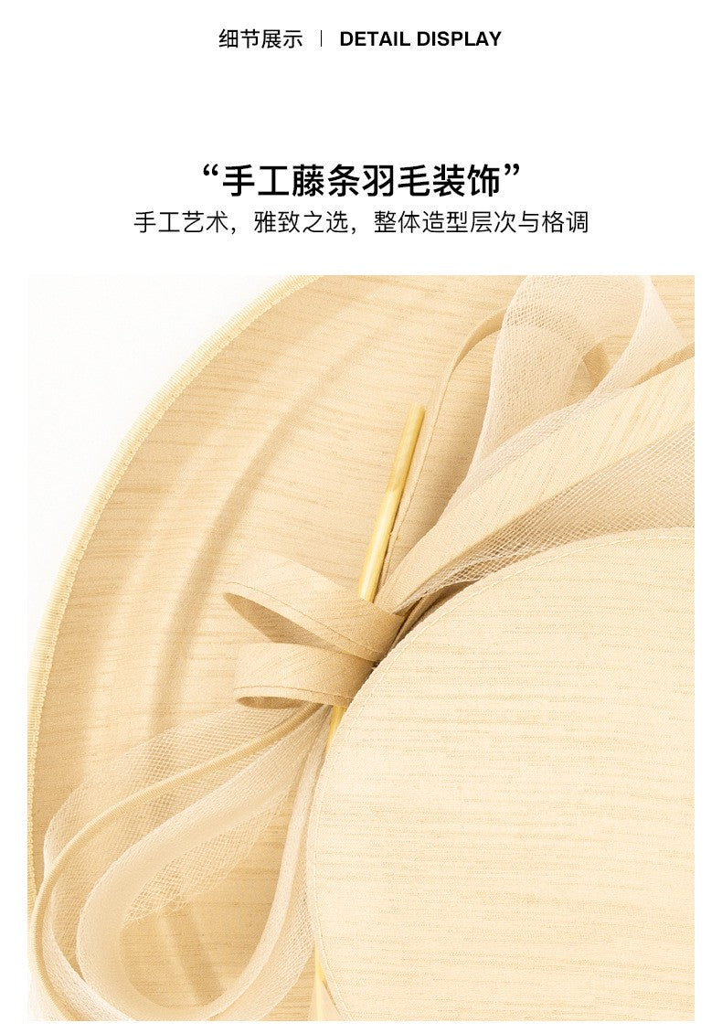 Fashion Luxury Feather Tea Party Church Photography Hat Elegant Flower Female Wide Brim Banquet Fascinator Wedding Formal Hats