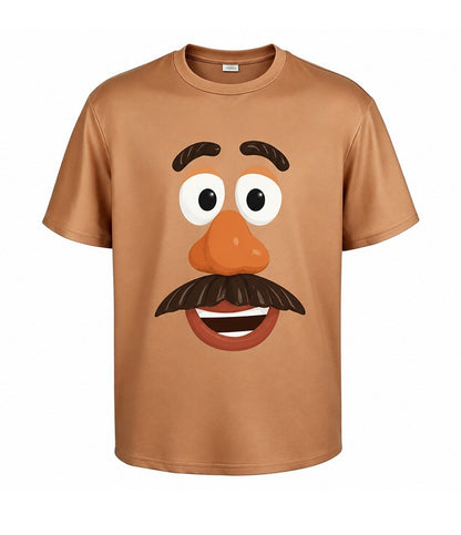 [You're My Secret] Mr. and Mrs. Potato Head Short Sleeve T-Shirt Funny Couple Cosplay Costume Halloween Party Outfit Brown Tops